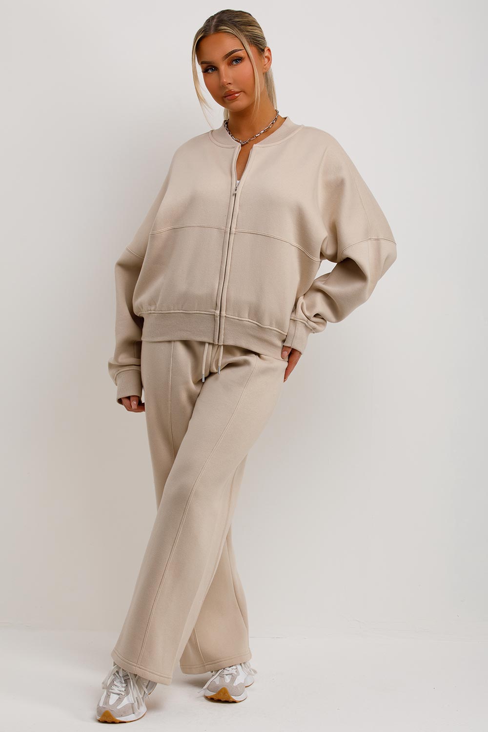 womens bomber sweatshirt and joggers tracksuit set loungewear co ord