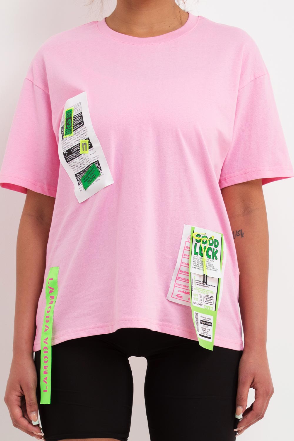 pink oversized t shirt off white inspired