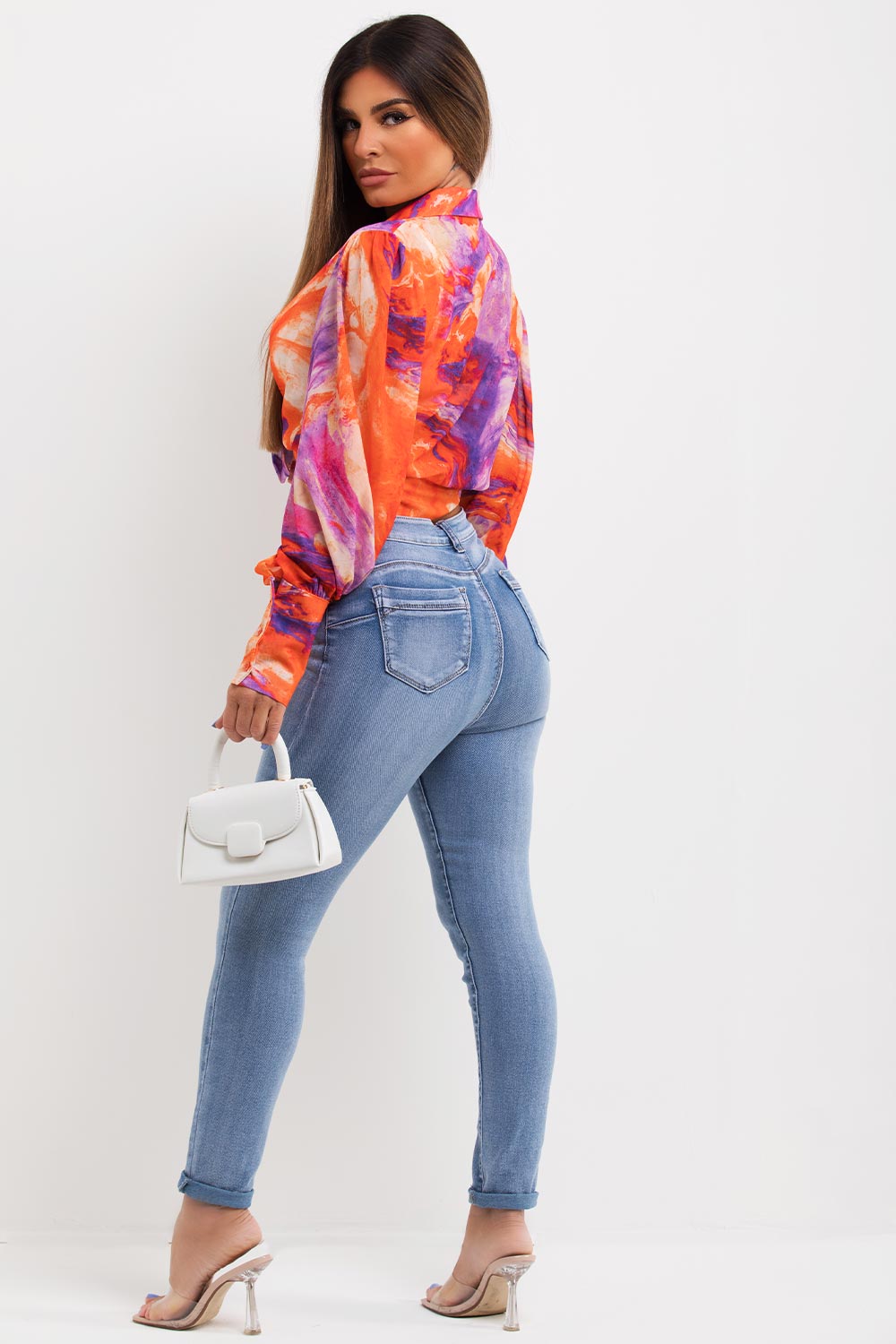 oversized long sleeve chiffon shirt blouse womens uk