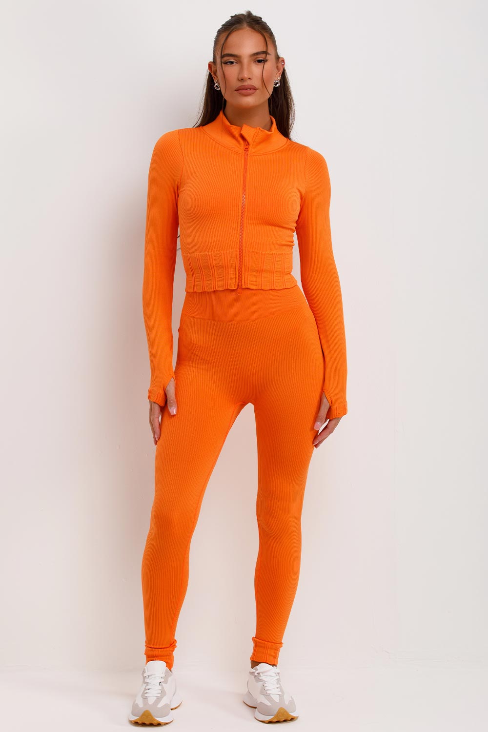 womens 3 piece gym set uk orange