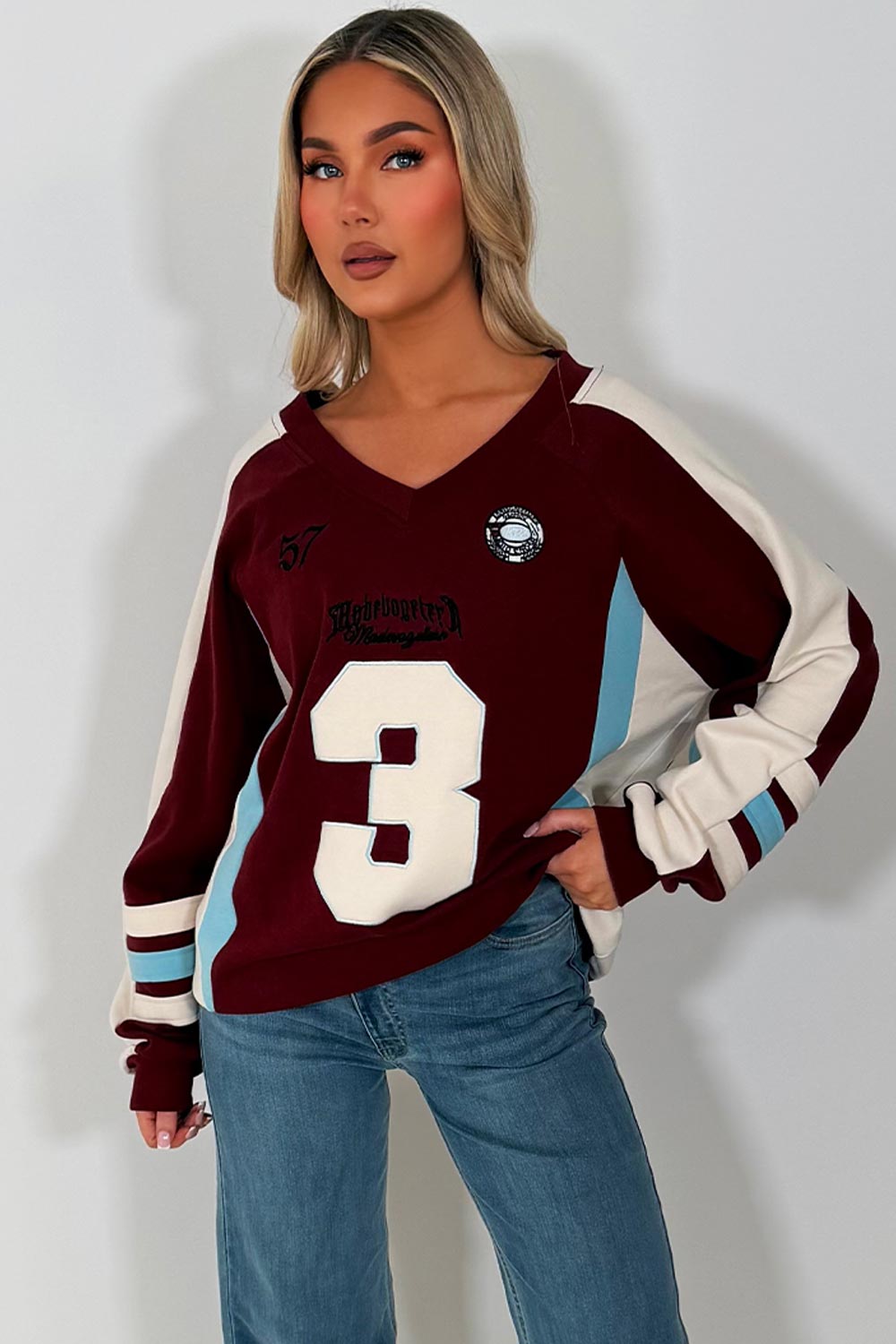 womens athletic jumper oversized sweatshirt with slogans styledup loungewear