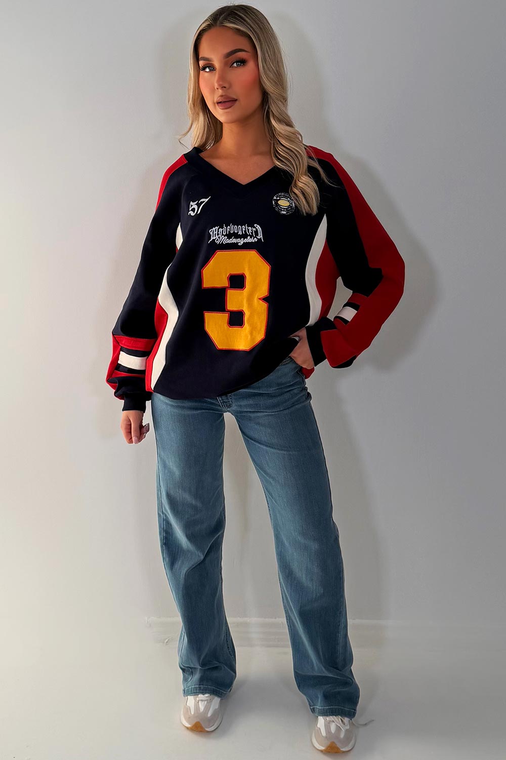 womens athletic jumper oversized sweatshirt with slogans styledup loungewear