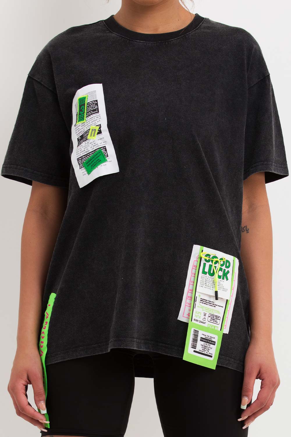 oversized t shirt with off white label