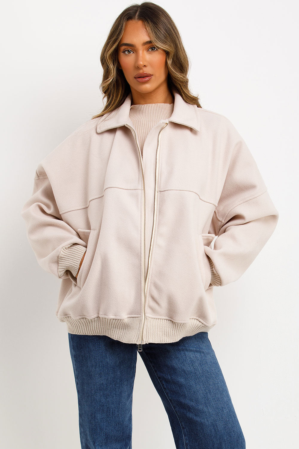 zara womens soft bomber jacket with collar