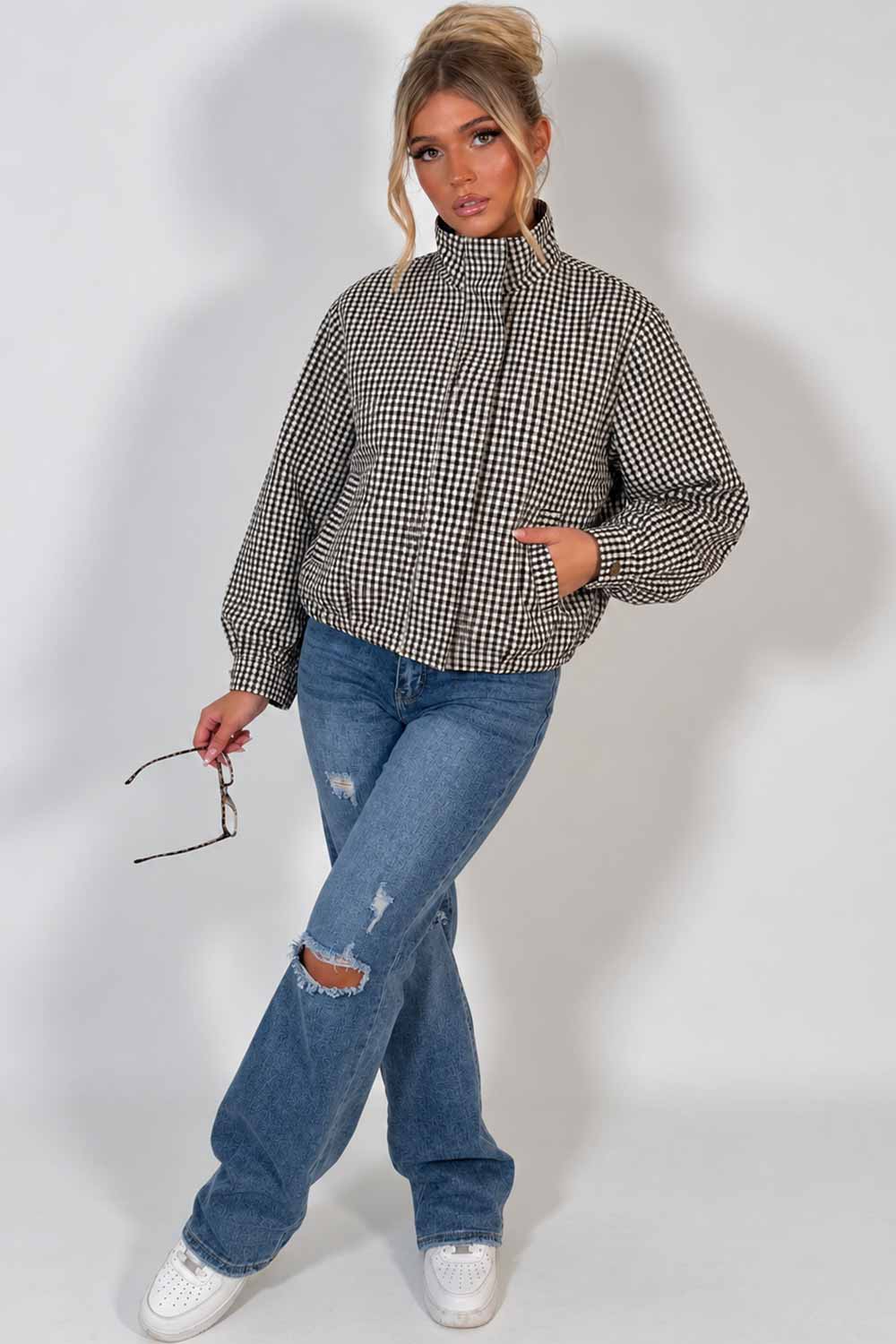 womens zara check jacket styledup uk