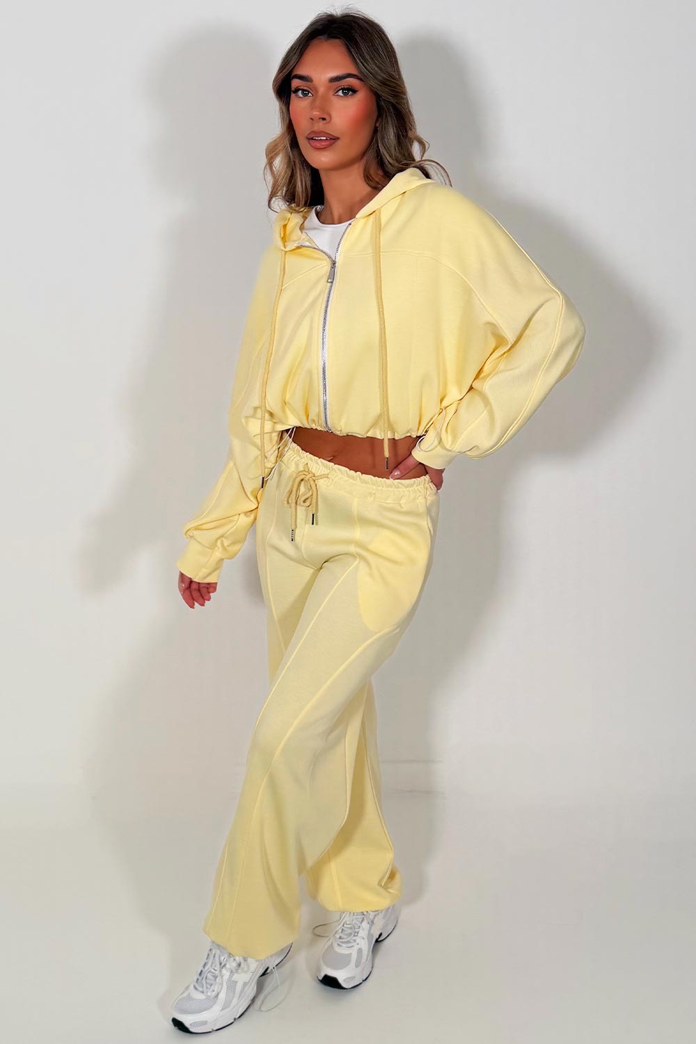 womens yellow airport outfit tracksuit set