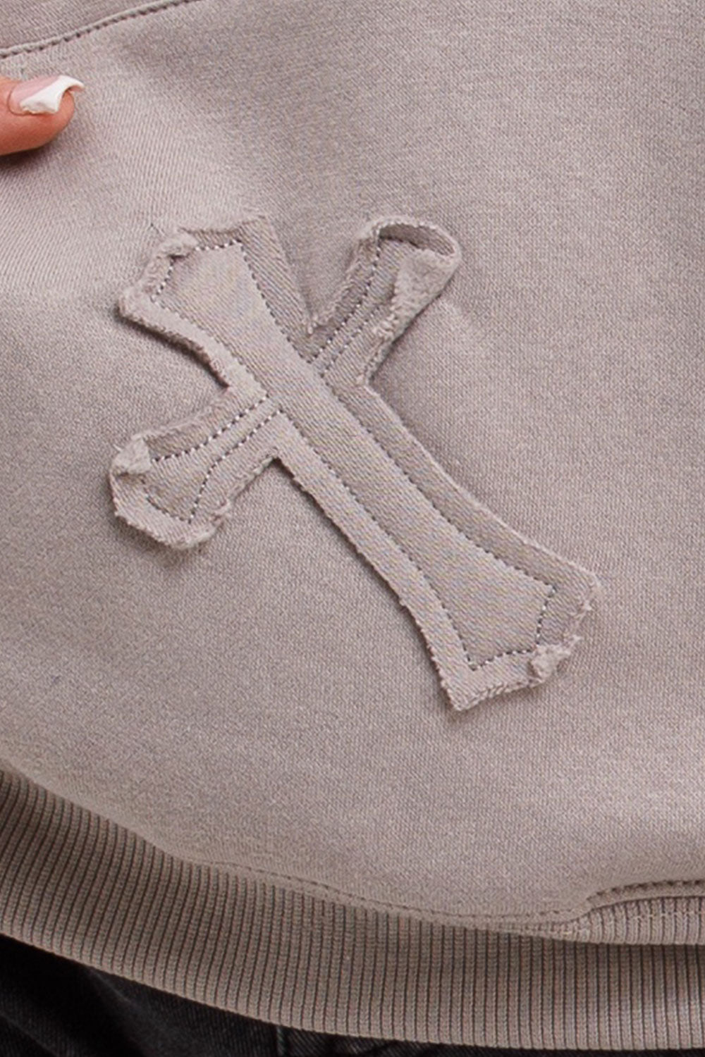 cross applique hoodie womens
