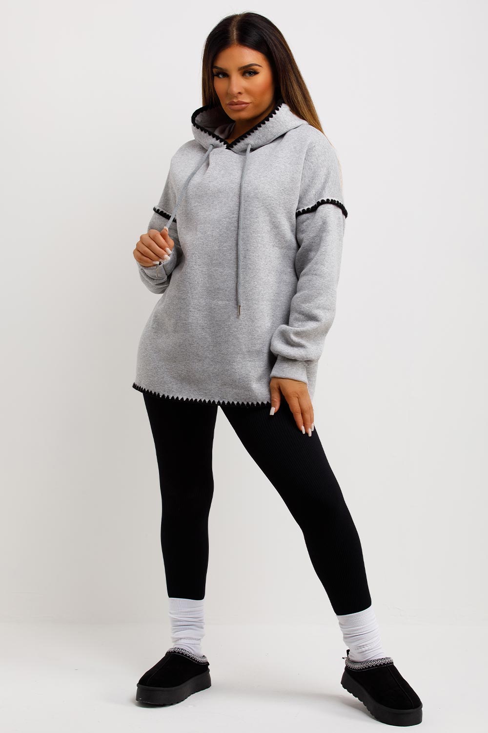 womens oversized sweatshirt with contrast stitches