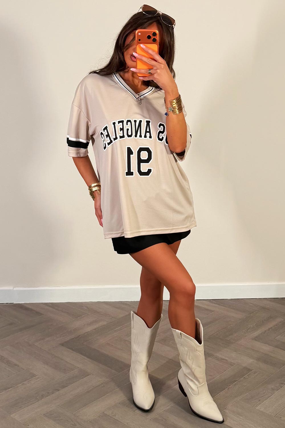 womens 91 los angeles slogan oversized jersey t shirt going out summer festival outfit uk styledup