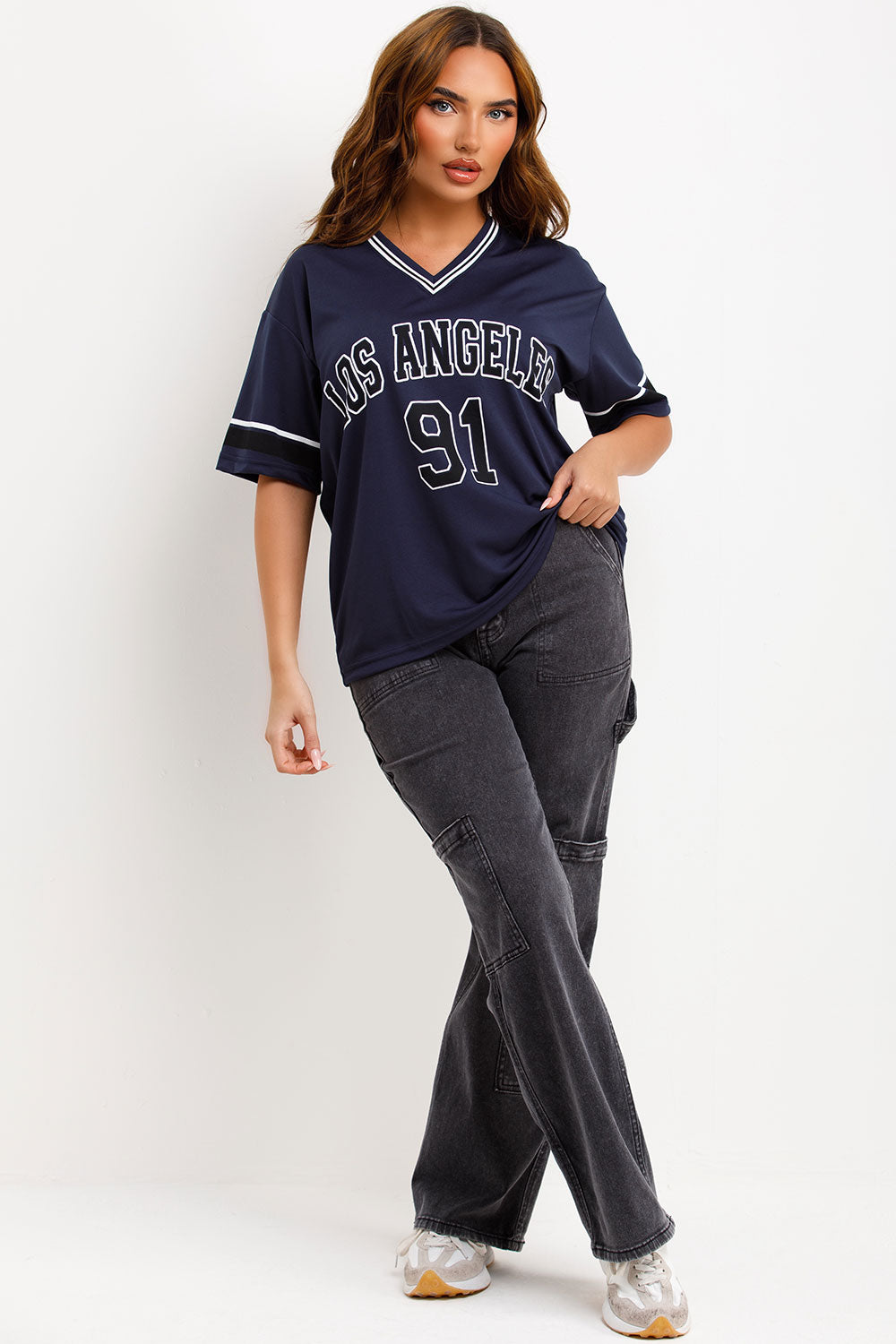 womens oversized football jersey t shirt oversized