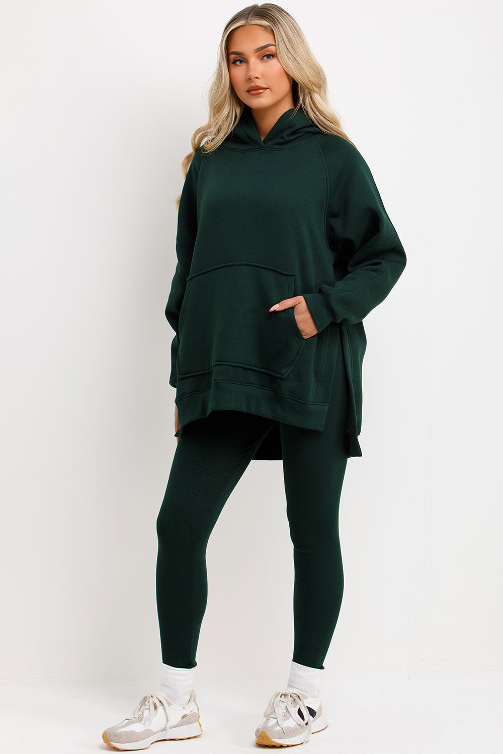 womens hoodie and rib high waist leggings co ord set