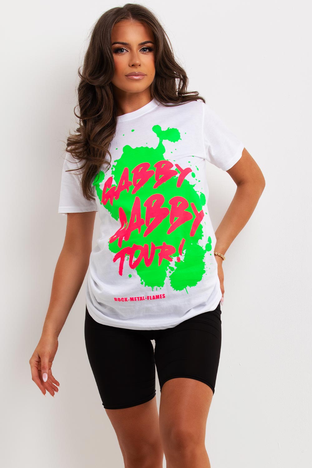 white neon graphic t shirt womens