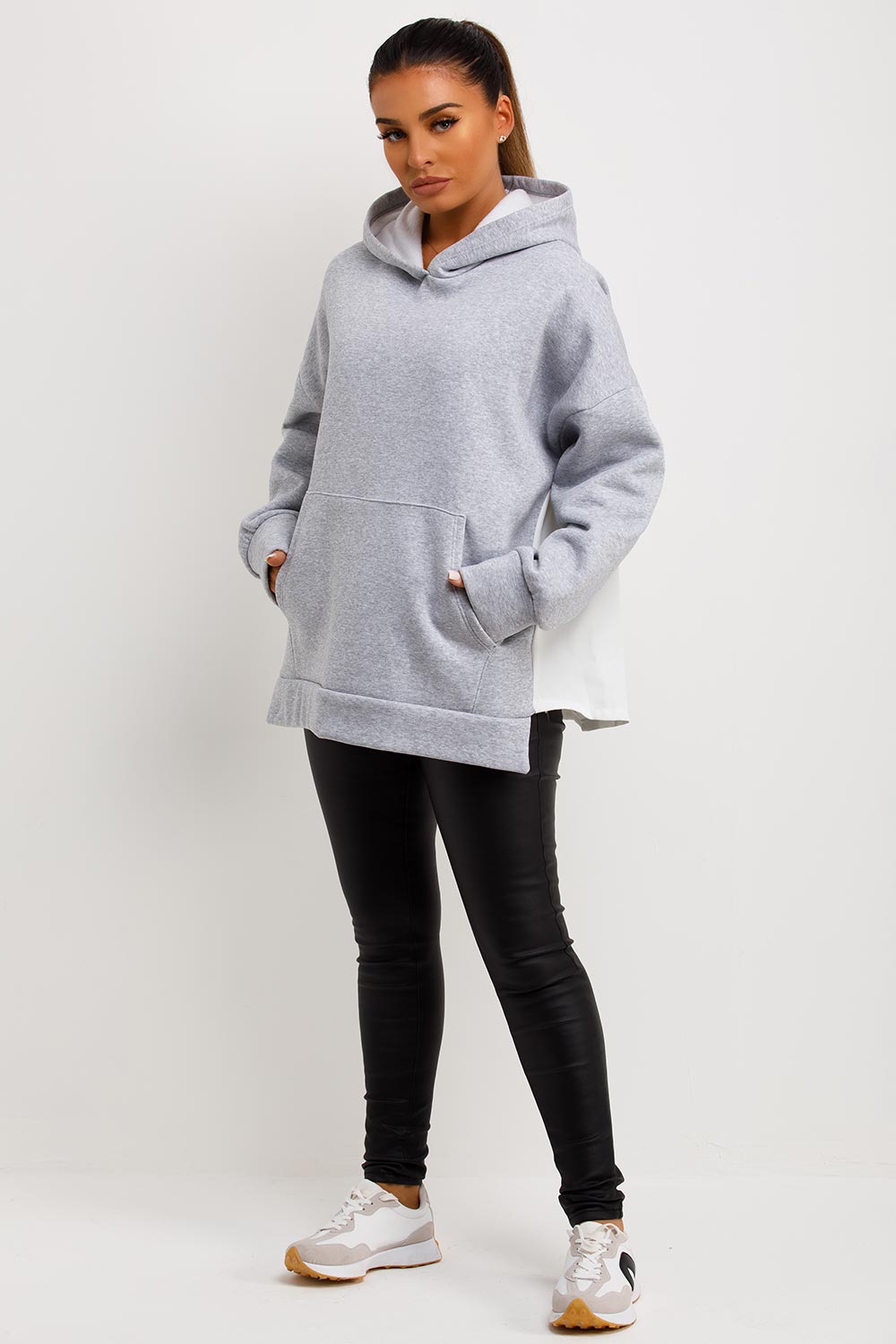 womens contrast back hoodie sweatshirt