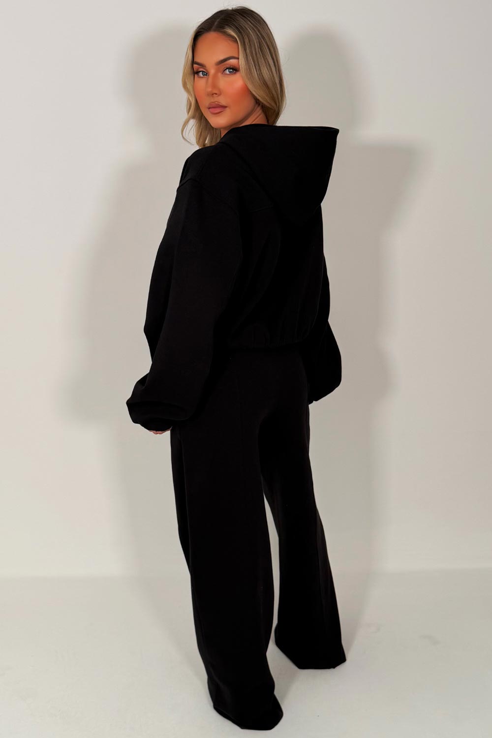 soft bomber hooded jacket and seam detail joggers two piece tracksuit set zara womens uk