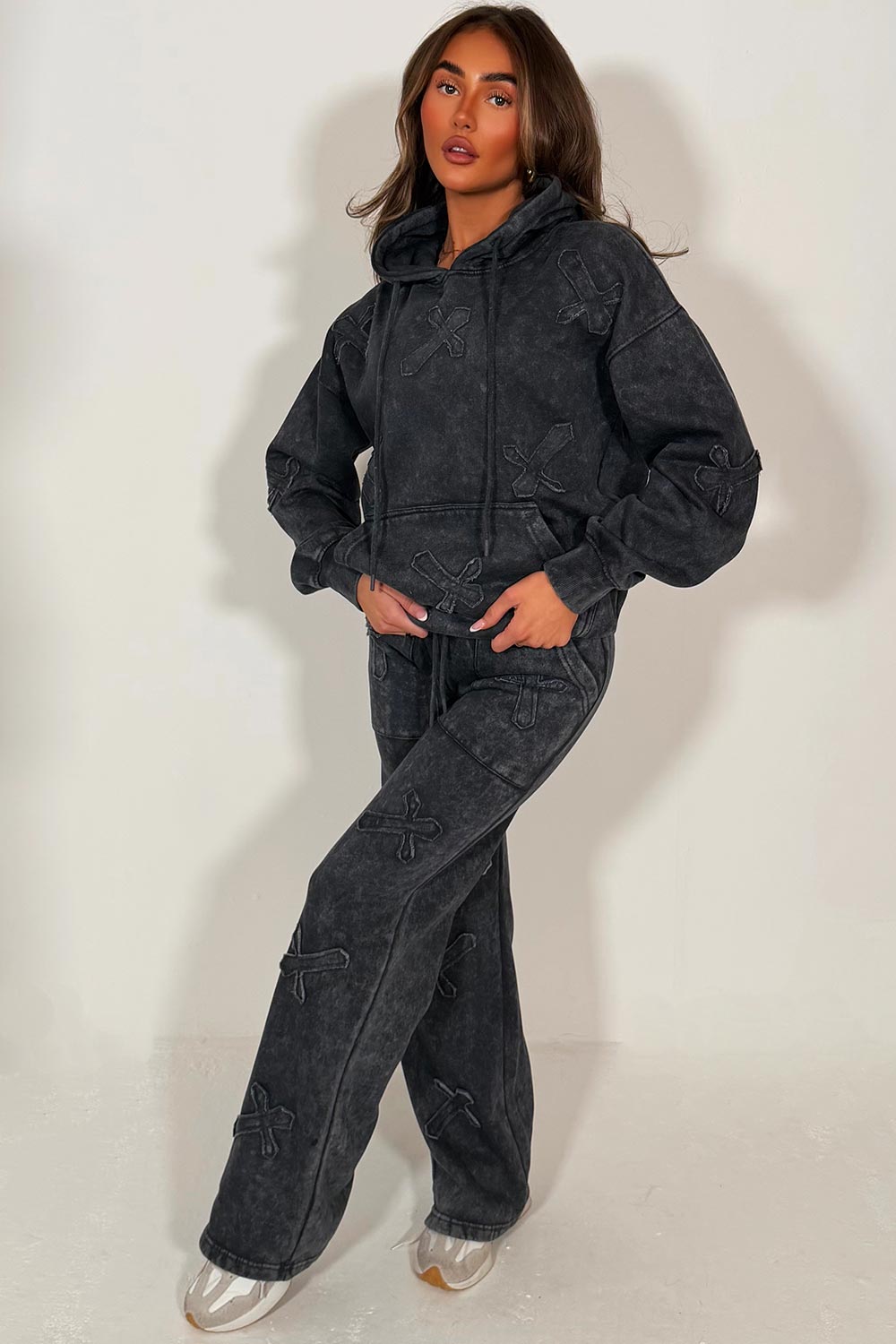 cross tracksuit loungewear set womens styledup