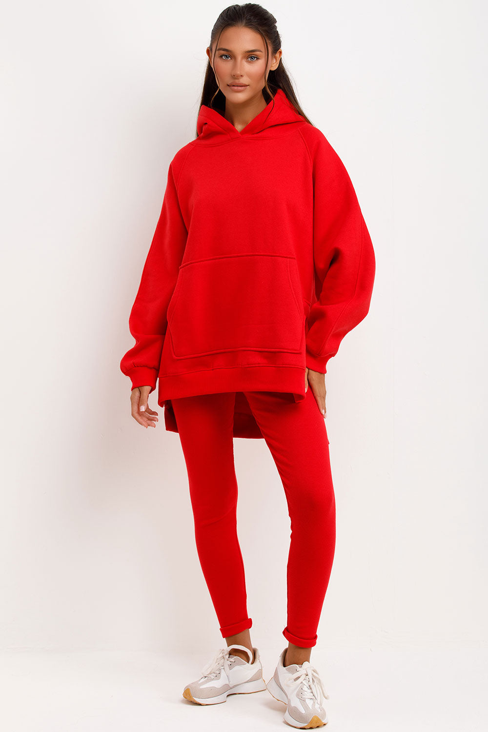 red hoodie and leggings set womens