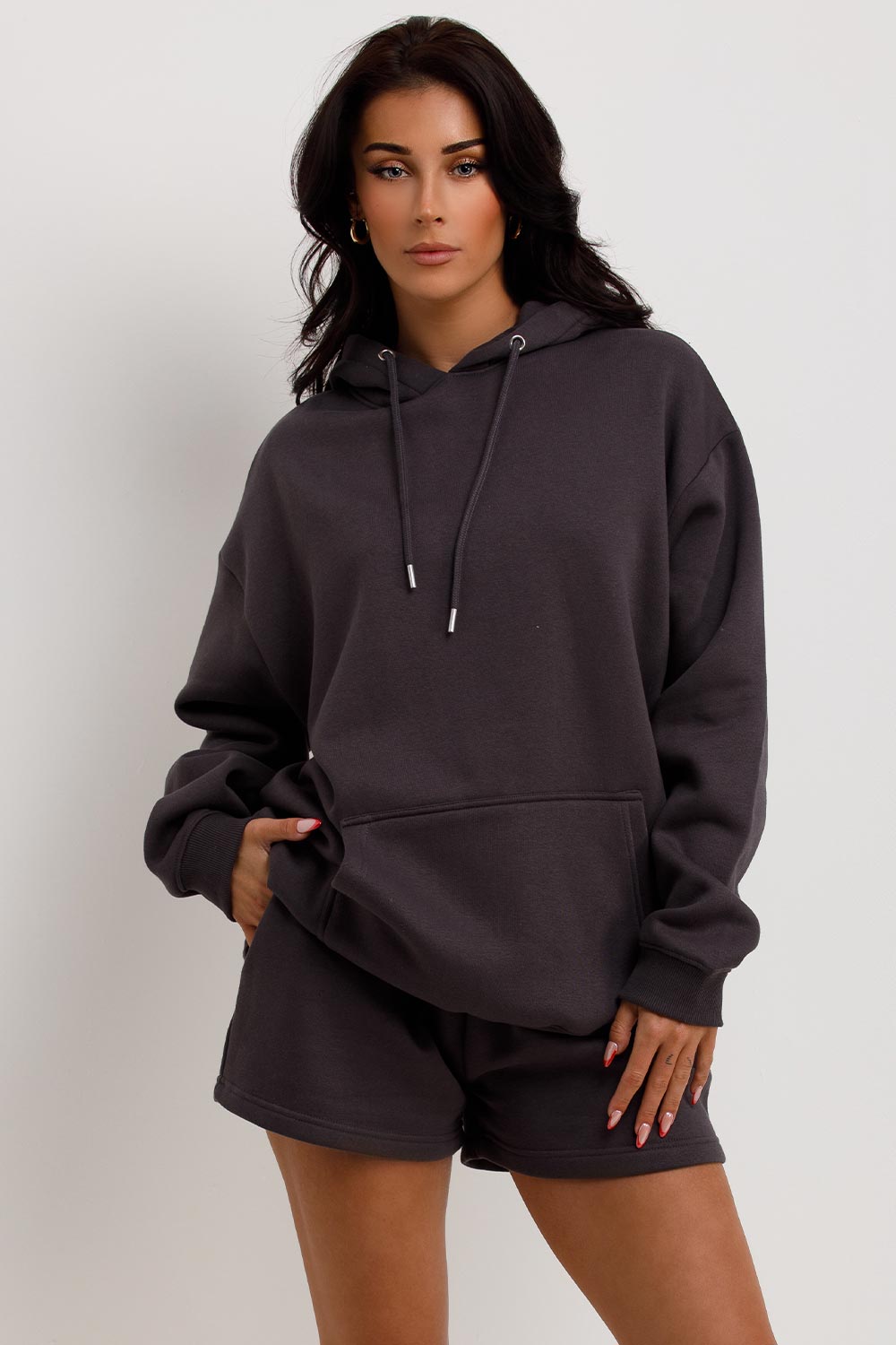 womens hoodie and shorts tracksuit oversized hoodie and shorts set
