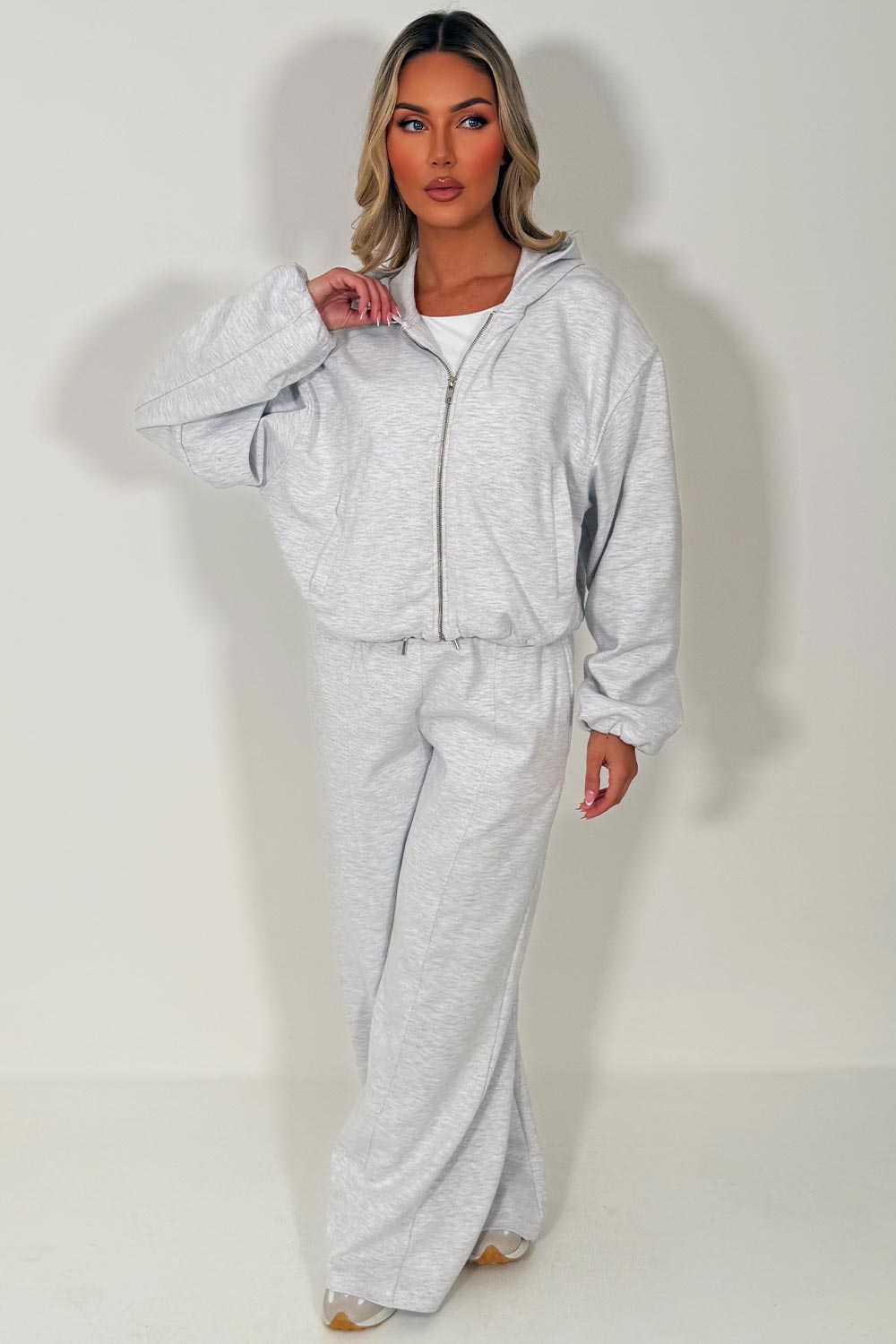 zara womens soft bomber jacket and joggers tracksuit co ord set airport outfit