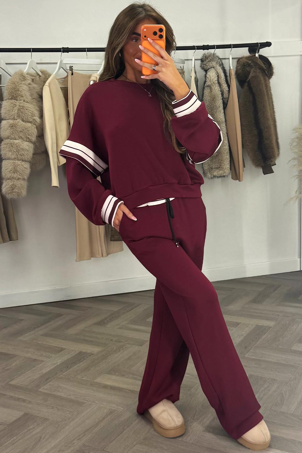 womens long sleeve oversized sweatshirt and wide leg jogger two piece co ord set styledup fashion sale loungewear