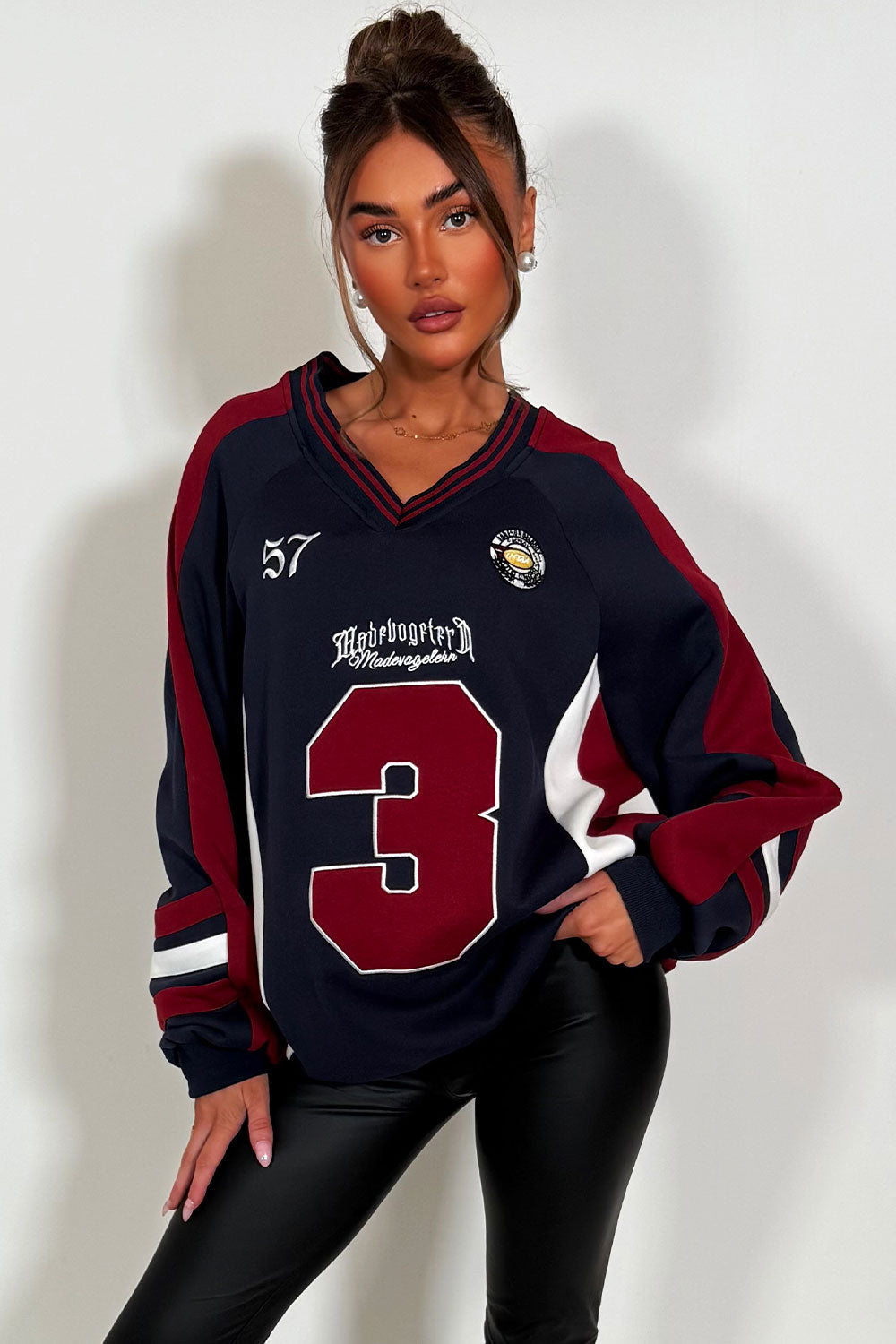 womens athletic jumper oversized sweatshirt with slogans styledup loungewear