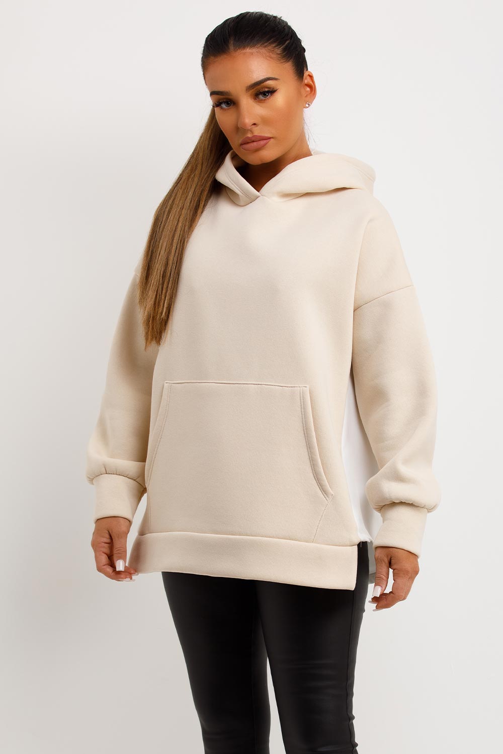 contrast back oversized hoodie