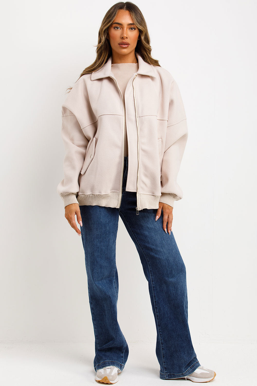 womens zara soft bomber jacket with collar styledup