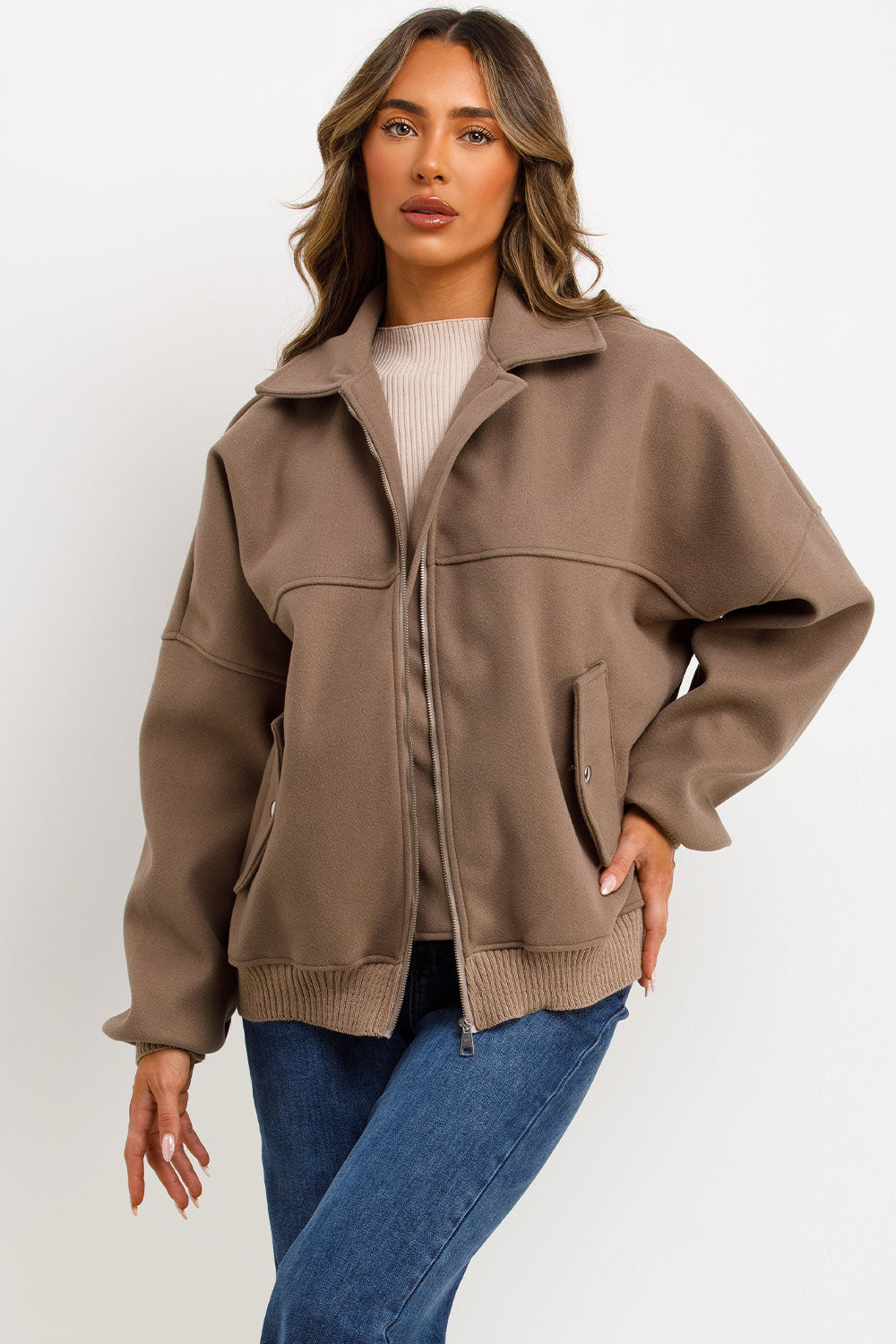 womens soft bomber jacket with lapel collar zara uk