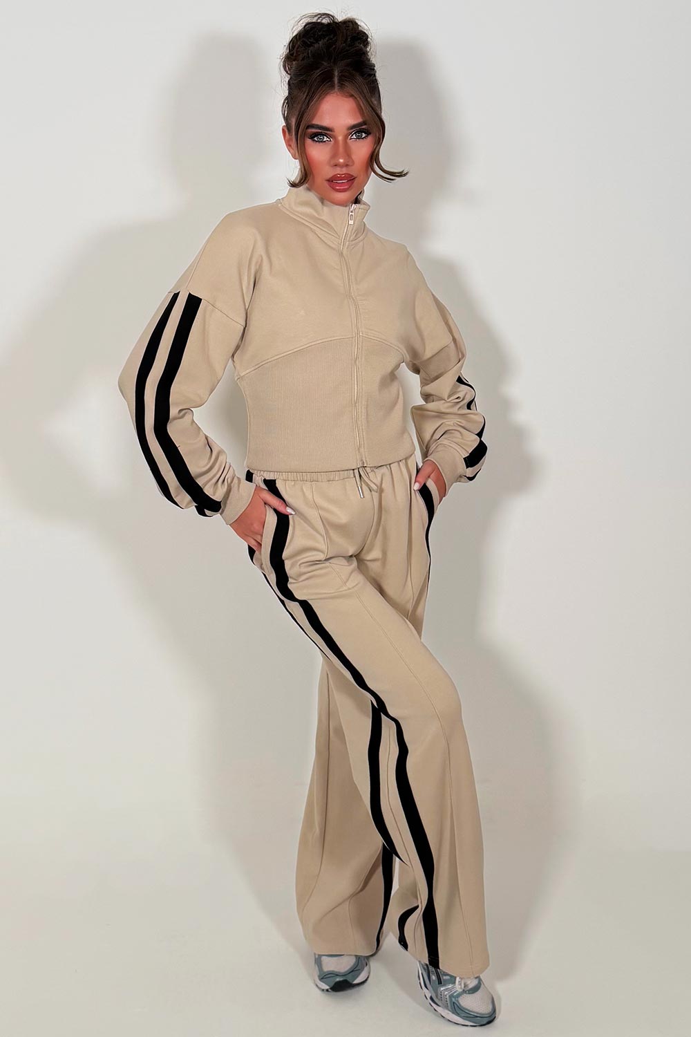 womens side stripe tracksuit lounge set co ord sale airport outfit styledup