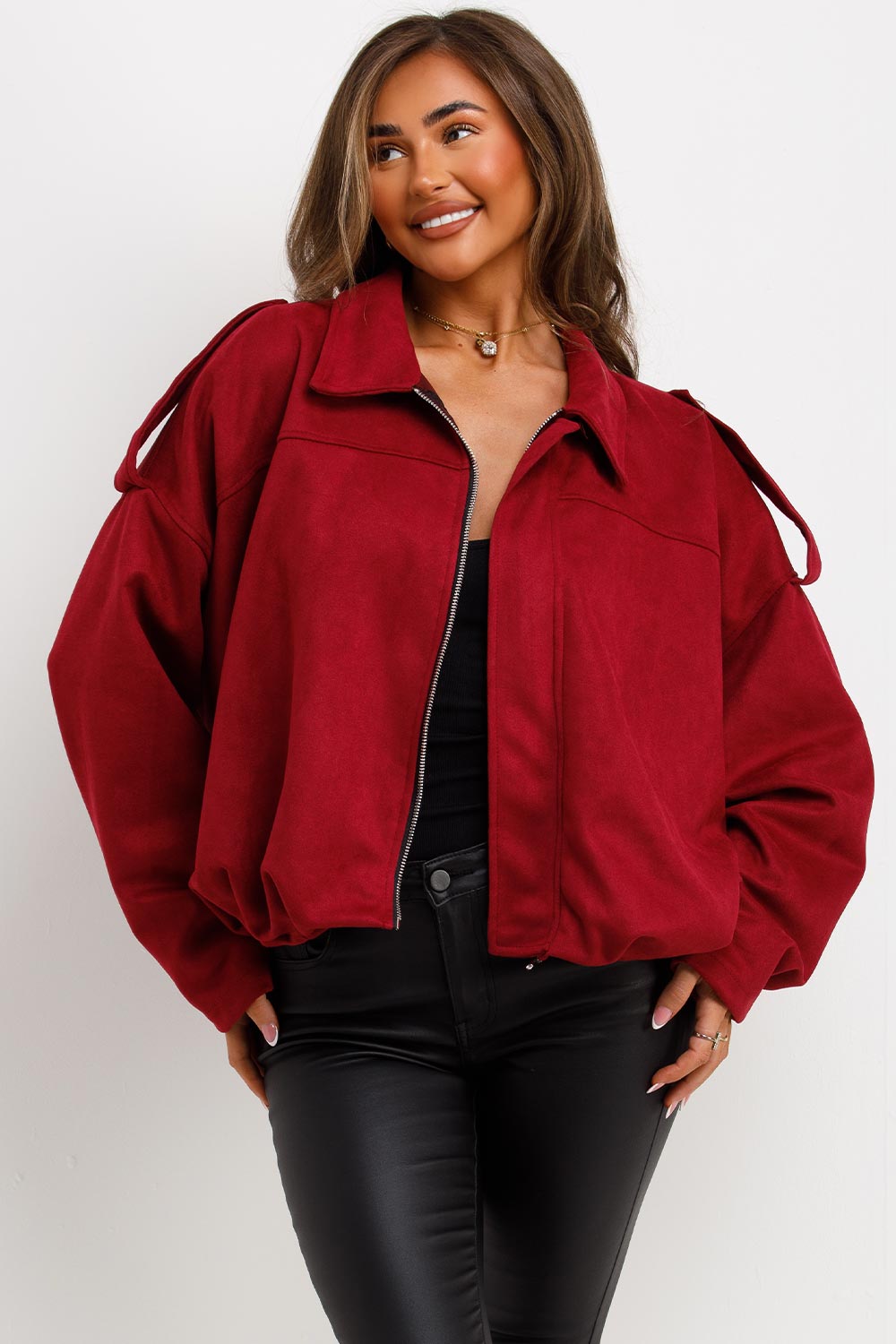 womens faux suede puffer bomber jacket zara uk sale