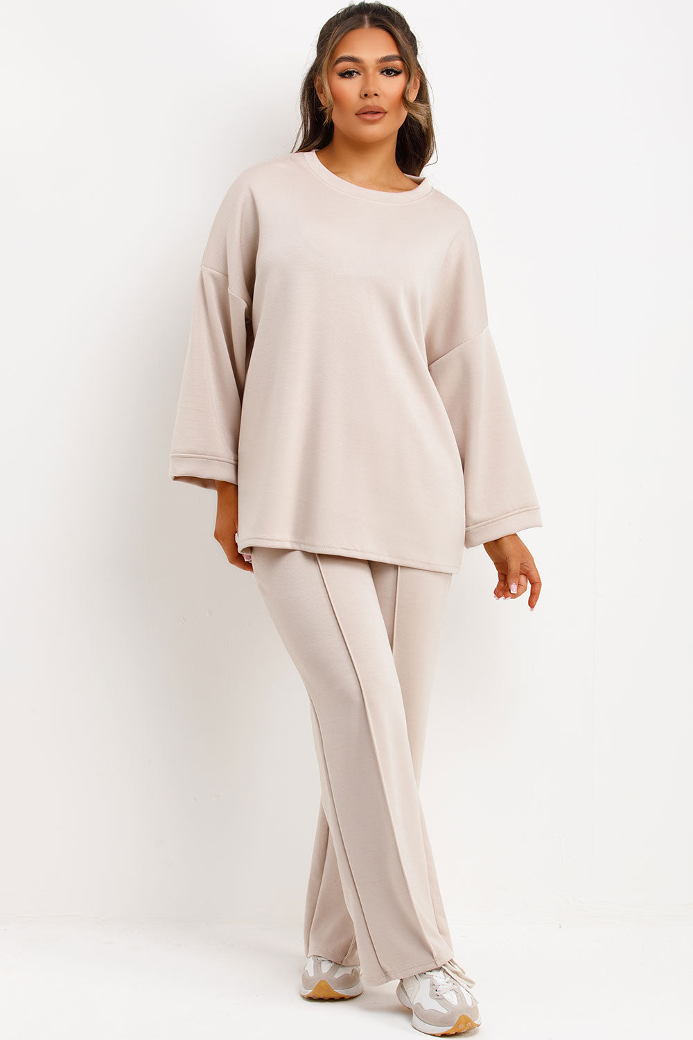 womens oversized loungewear top and trouser co ord set