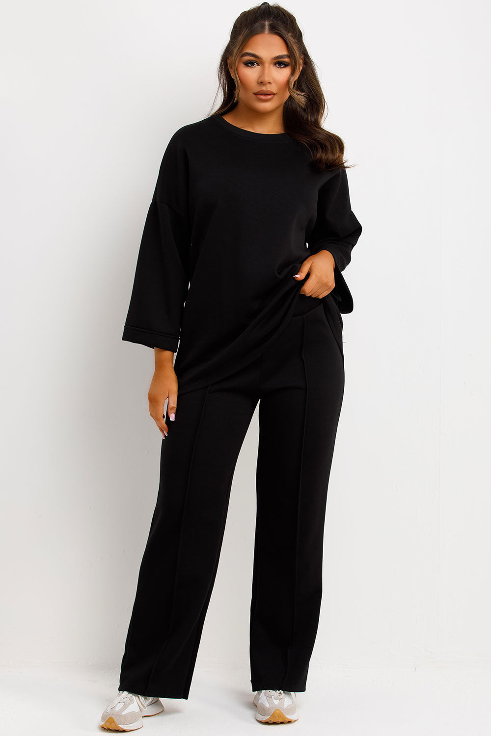 womens oversized loungewear top and trouser co ord set