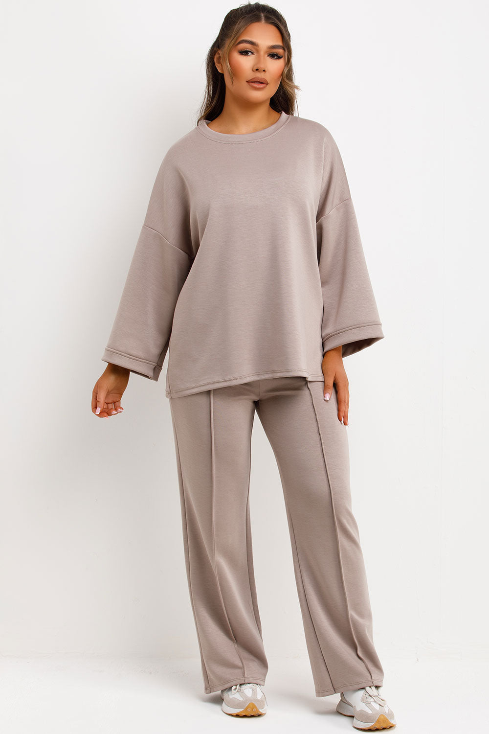 womens oversized loungewear top and trouser co ord set