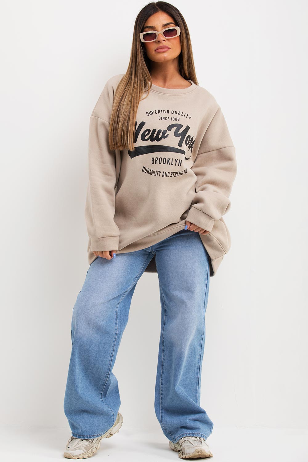 womens sweatshirt with new york slogan