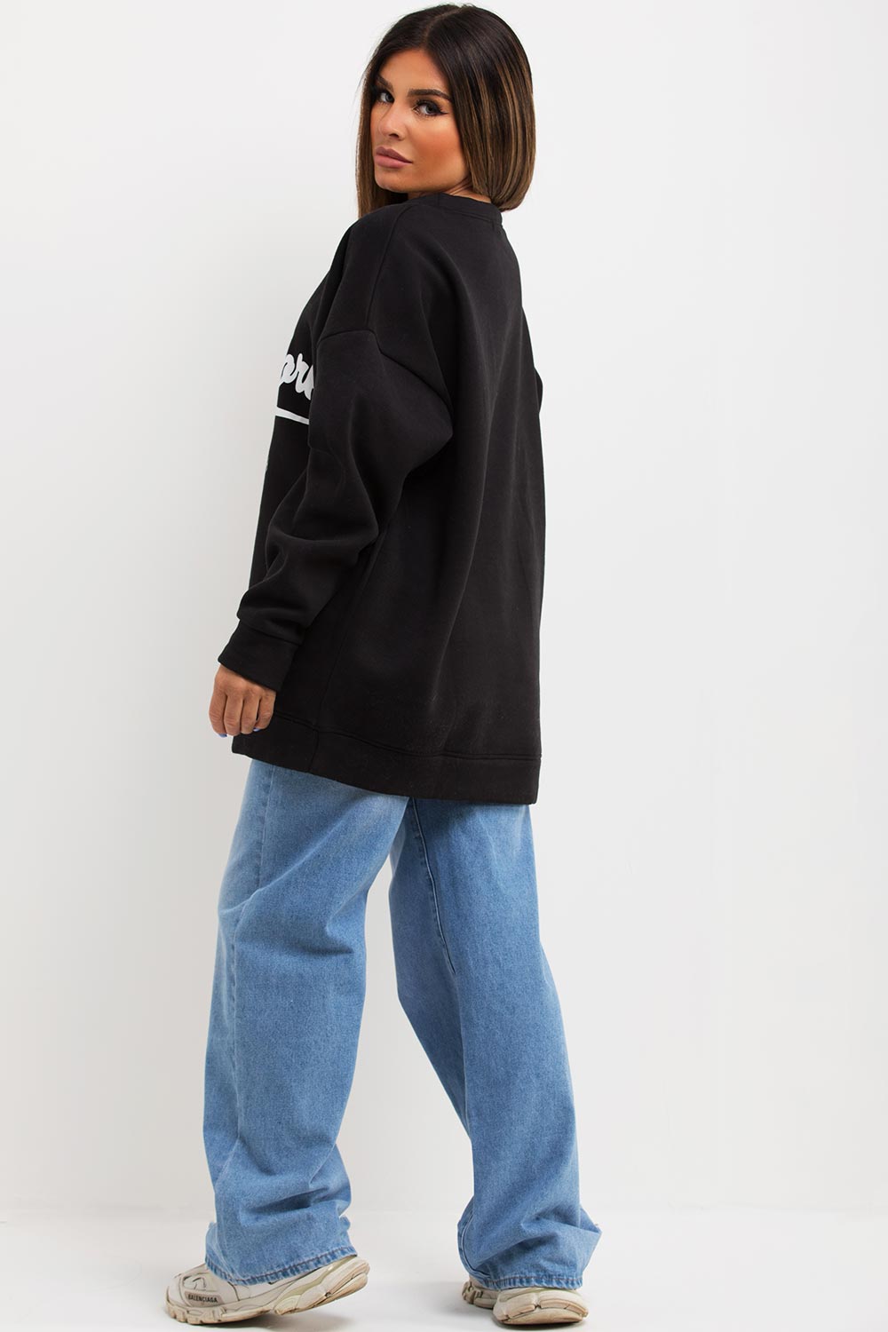 womens oversized sweatshirt with new york slogan