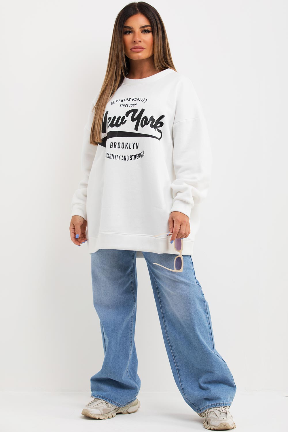 womens new york slogan sweatshirt
