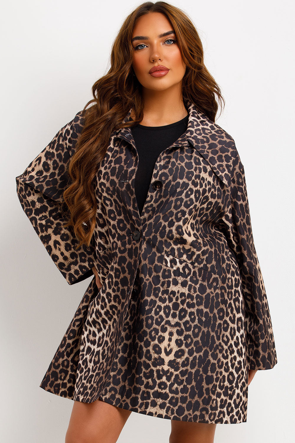 womens leopard print oversized jacket