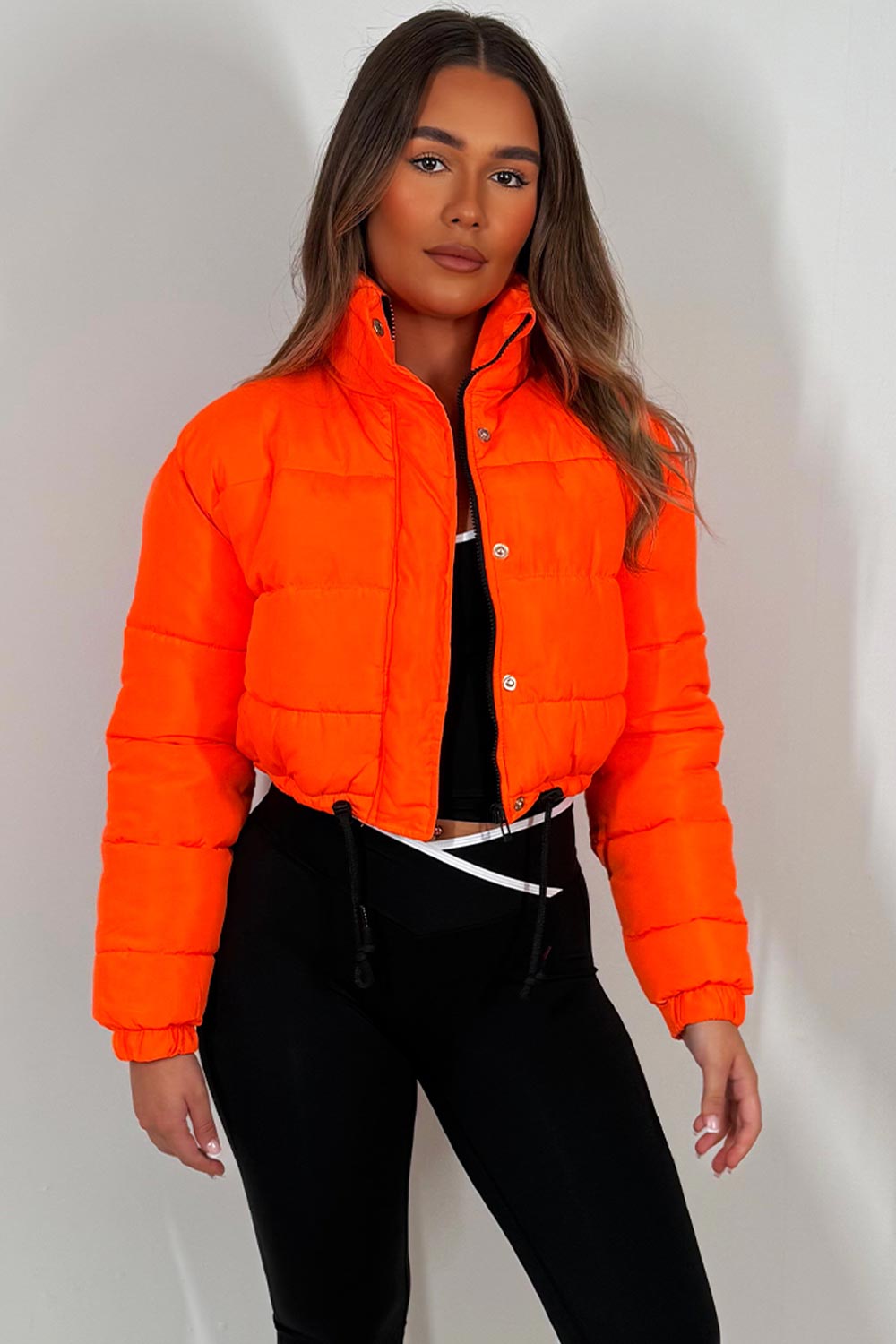 womens bershka puffer padded jacket with drawstring hem styledup