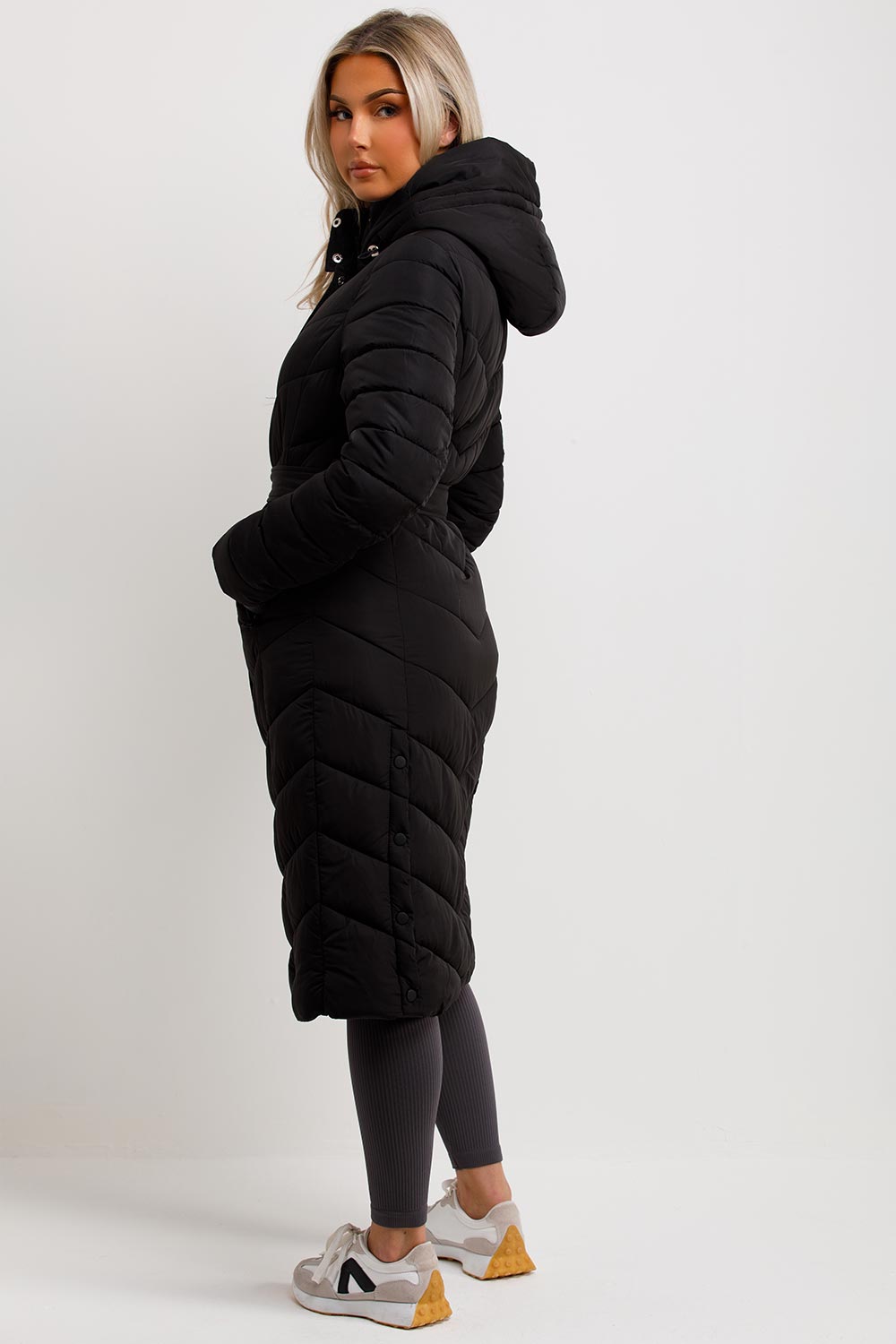ladies long puffer coat