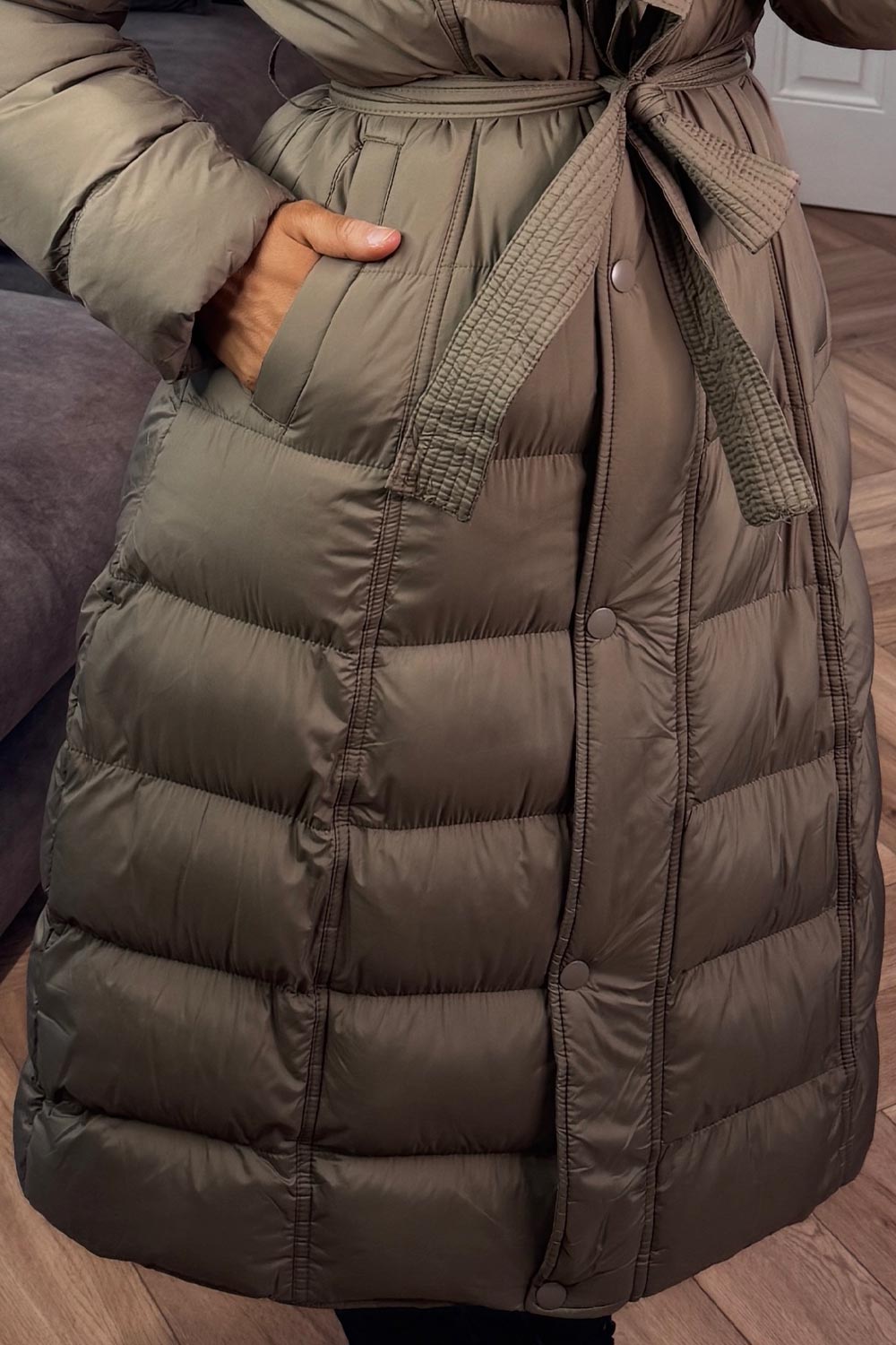 womens long coat for winter with faux fur hood styledup uk