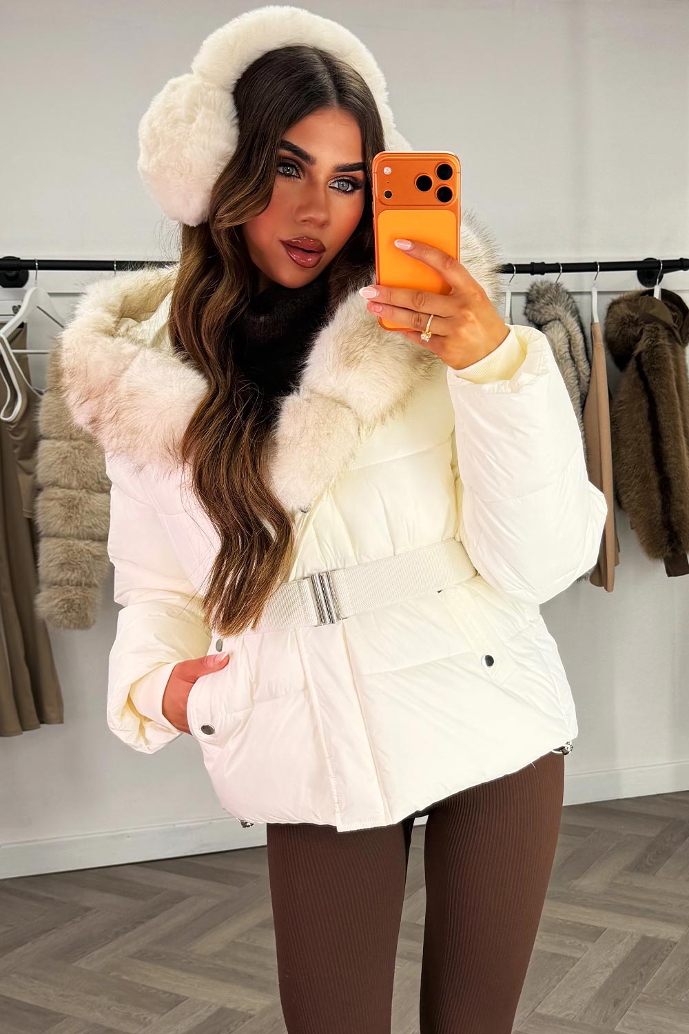 real fur hood puffer coat for winter womens styled up