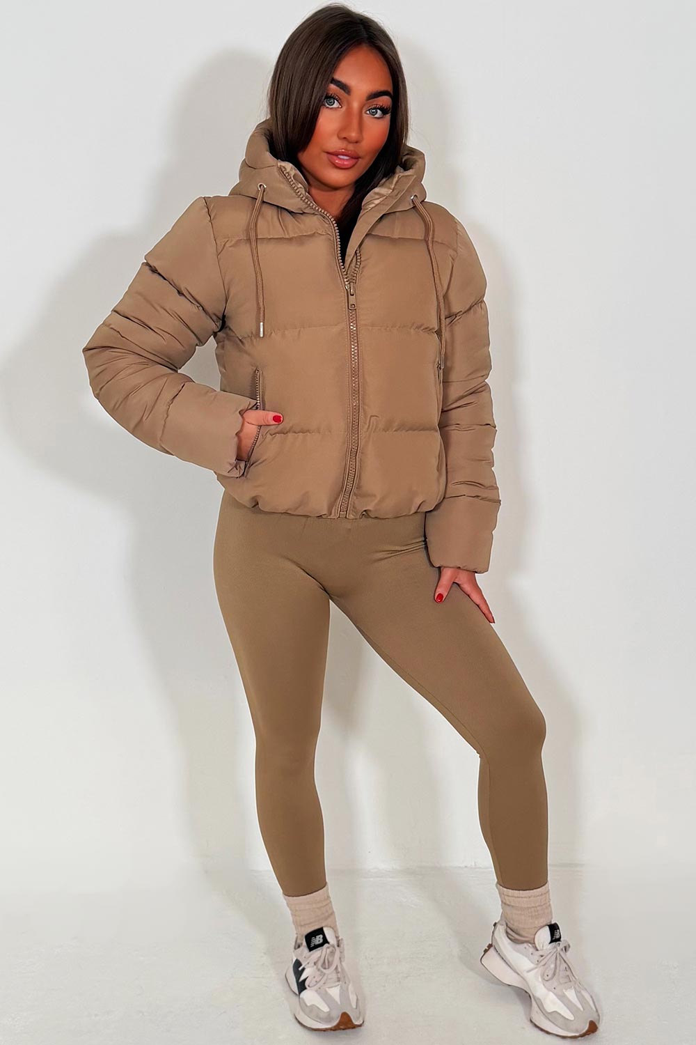 womens zara puffer jacket beige