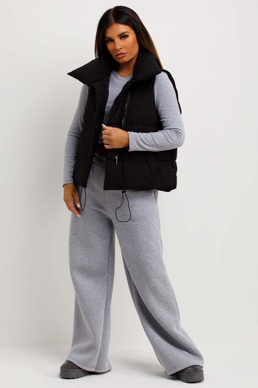 womens crop puffer duvet style gilet