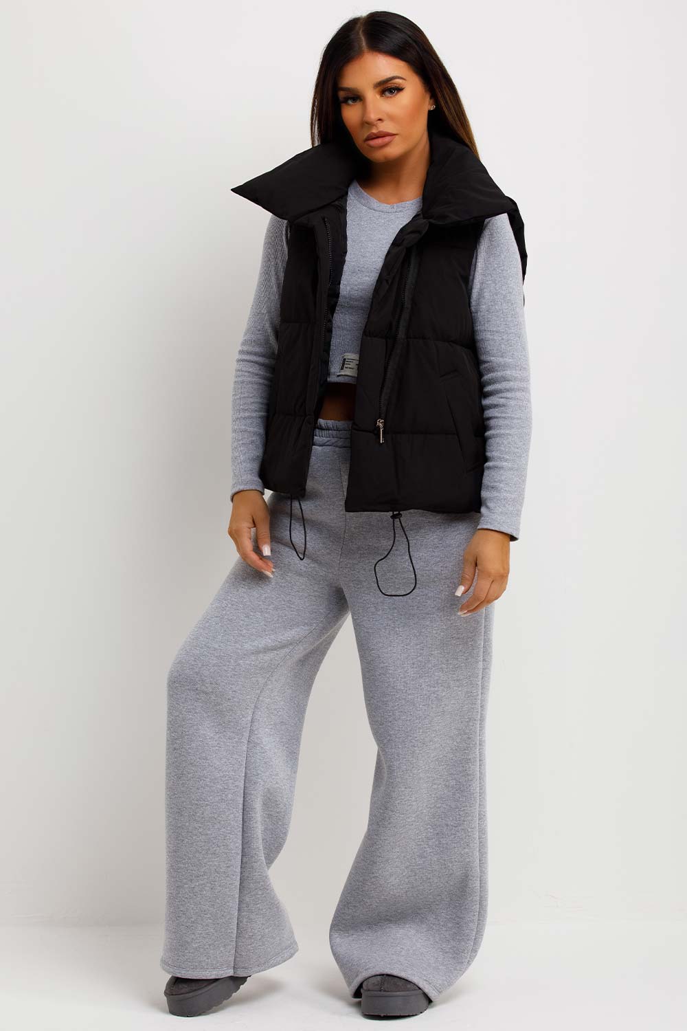 womens padded puffer duvet gilet short bodywarmer