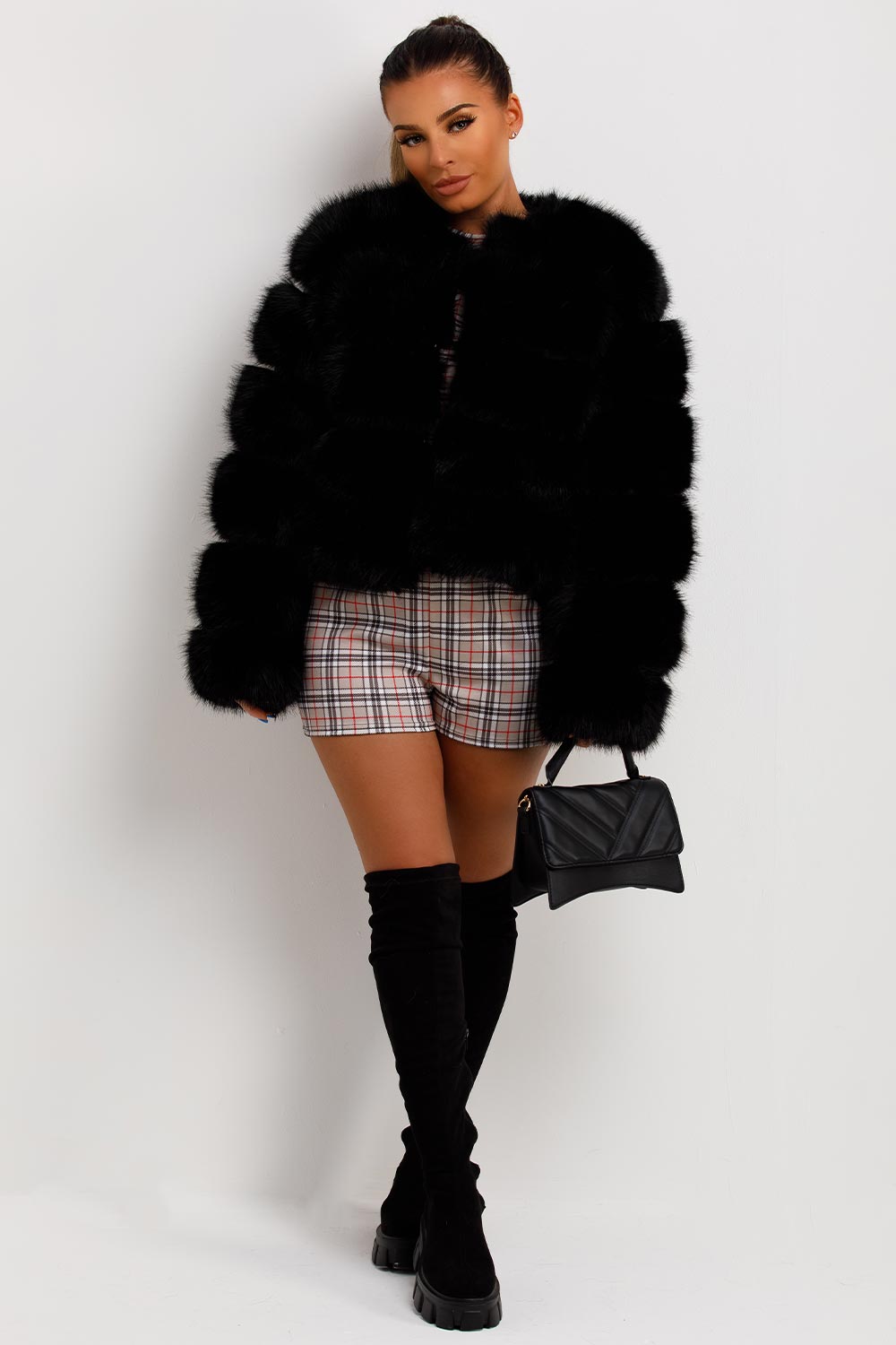 cropped fur bubble jacket
