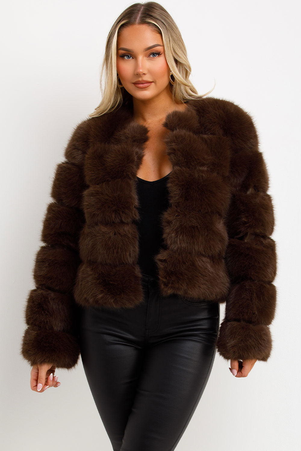 cropped faux fur bubble coat womens uk