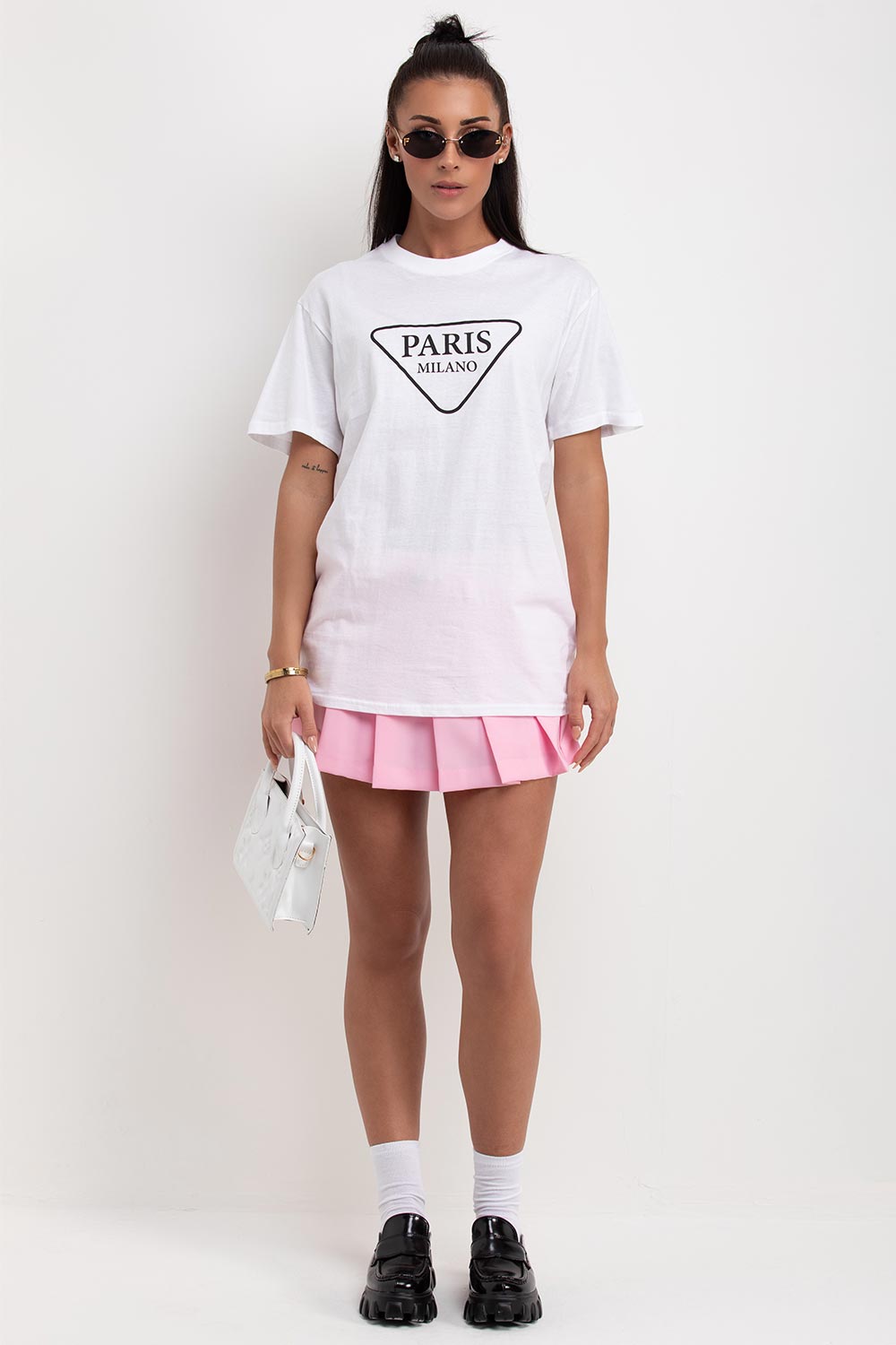 womens white paris milano print t shirt casual summer outfit