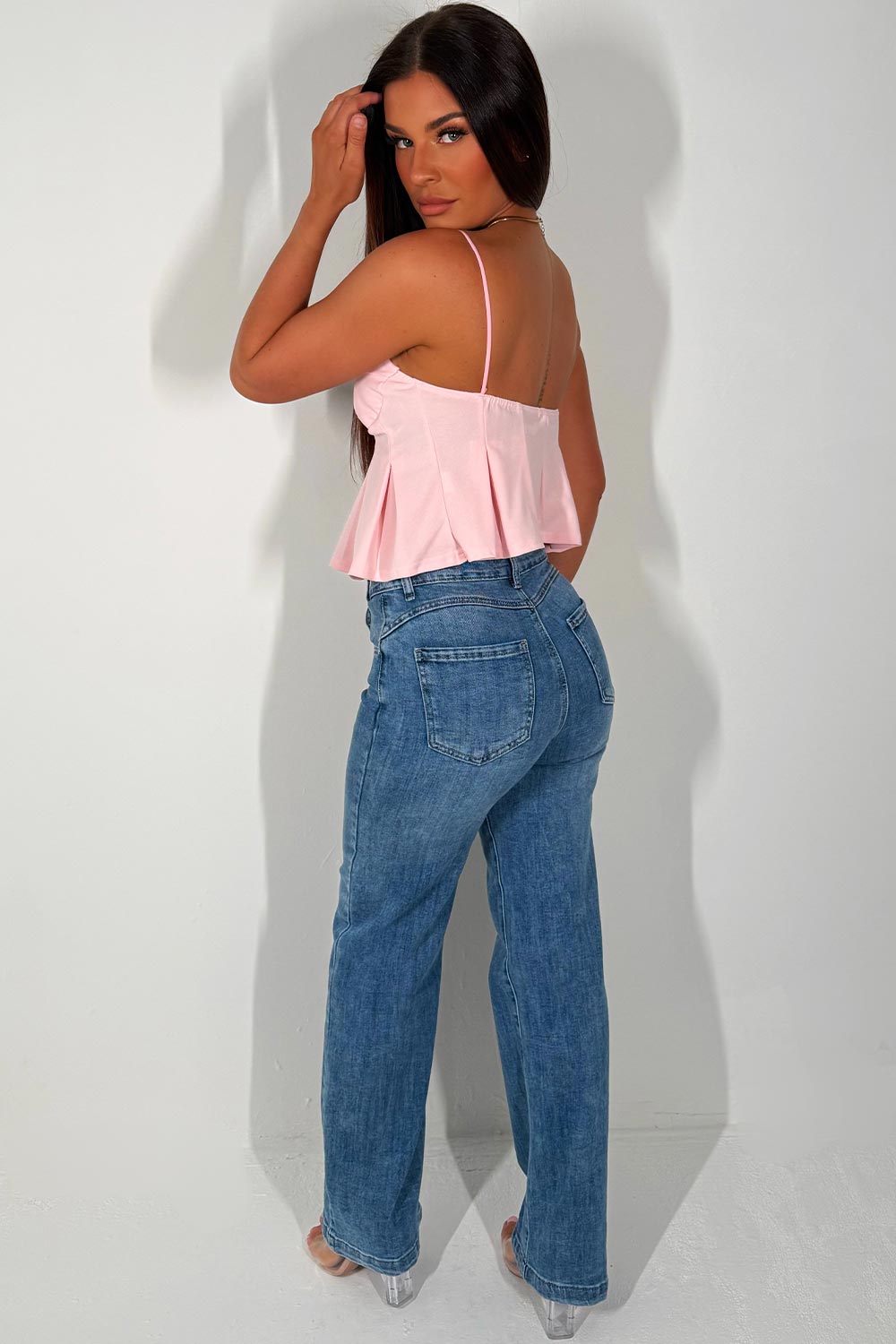 peplum top with thin straps zara womens