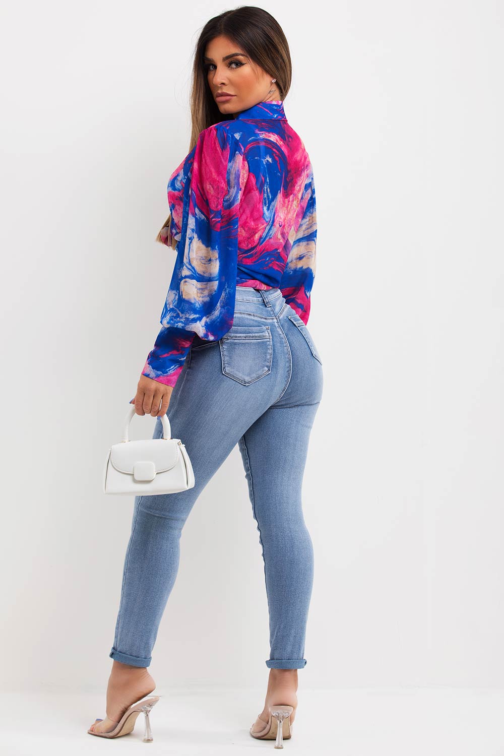 long sleeve chiffon shirt oversized