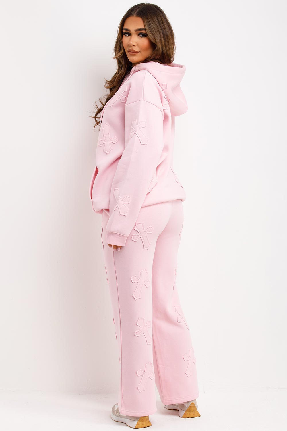 cross hoodie and joggers lounge set for womens styledup