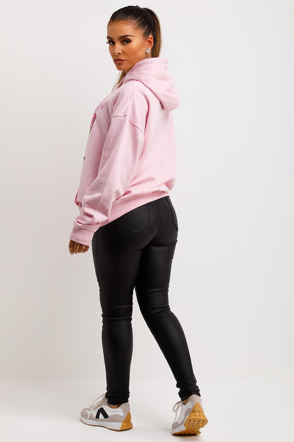 womens oversized hoodie with multicolour graphic print